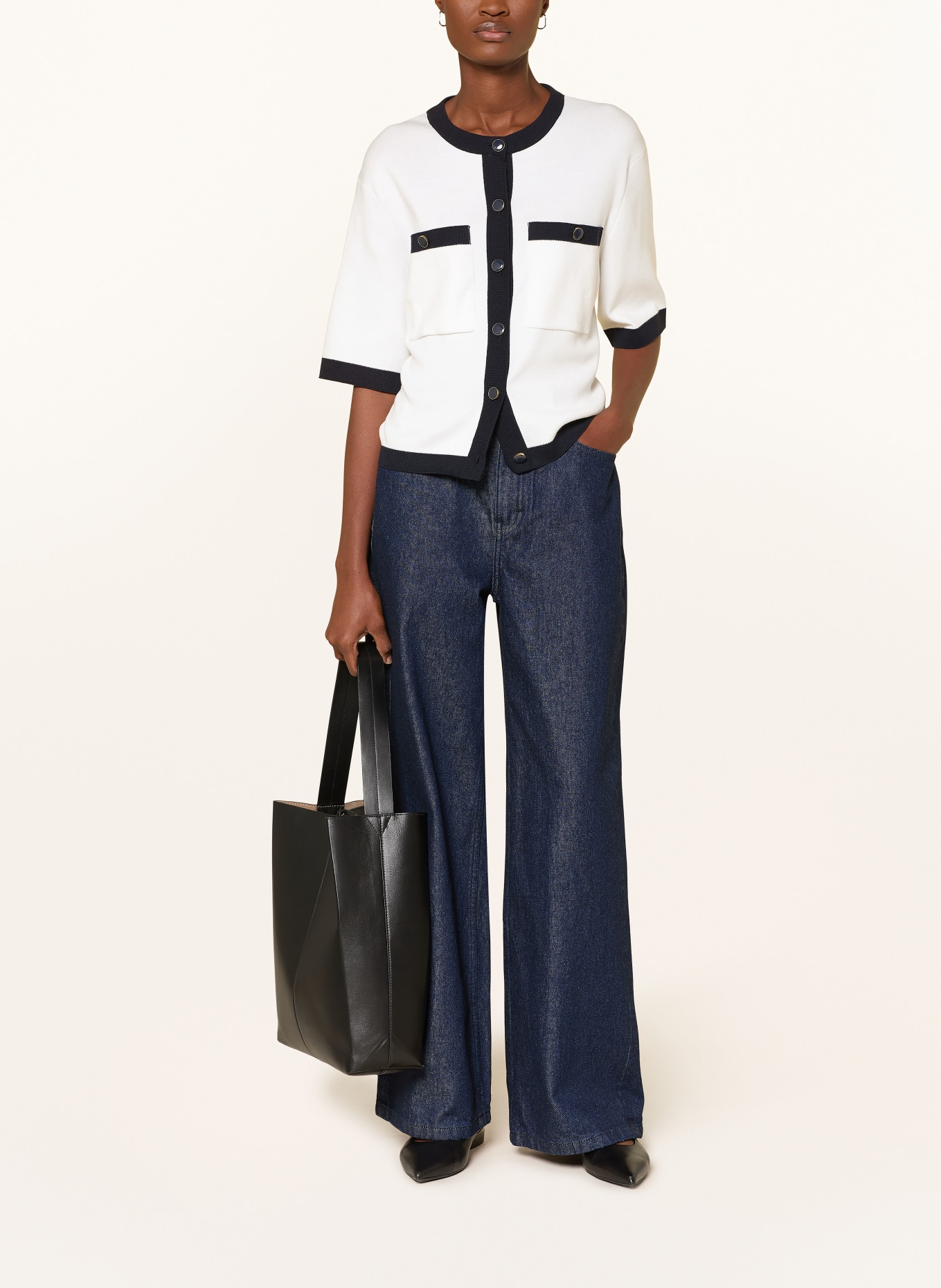 Barbour Strickjacke SLOANE: WEISS / DUNKELBLAU