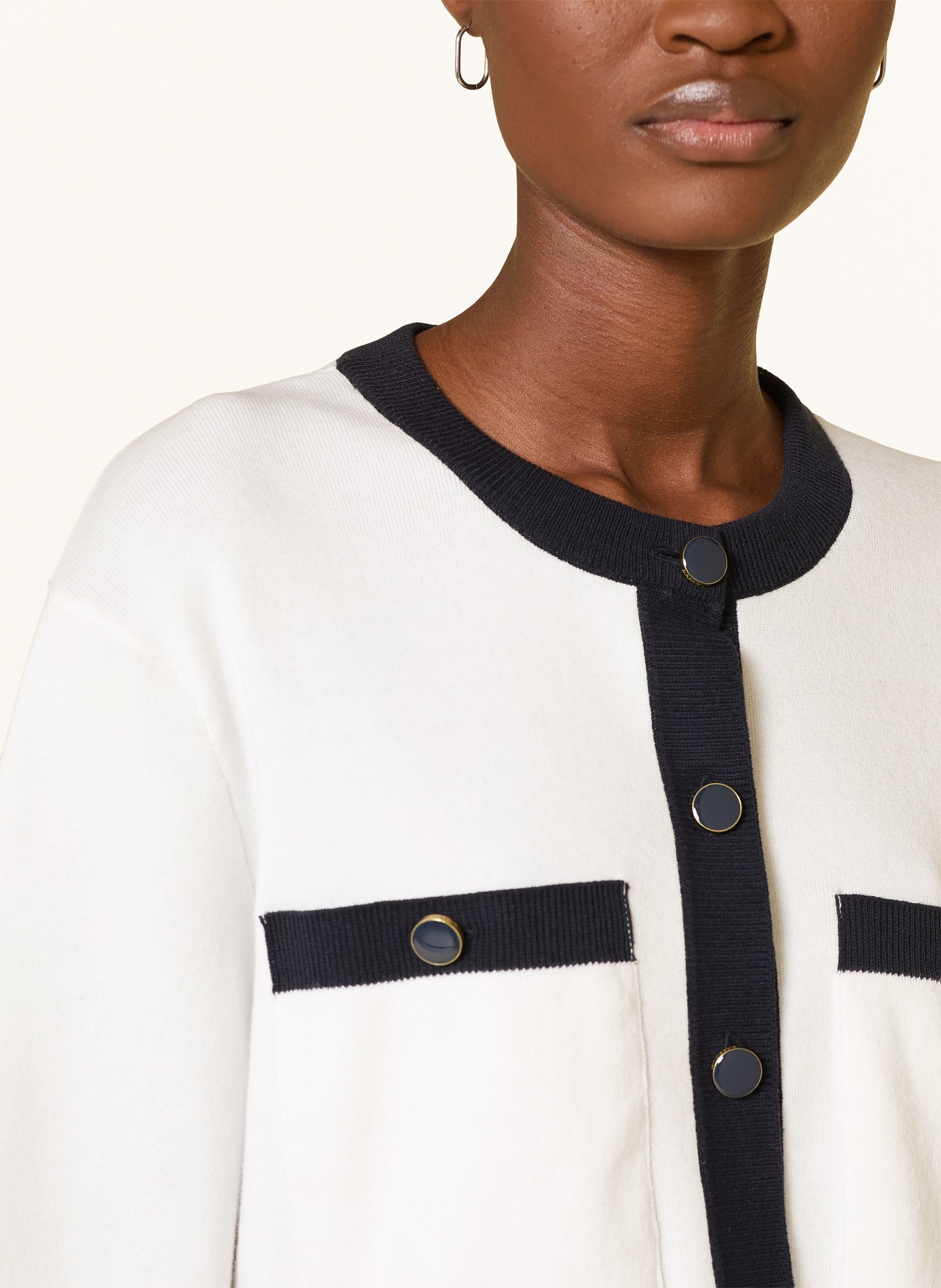 Barbour Strickjacke SLOANE: WEISS / DUNKELBLAU