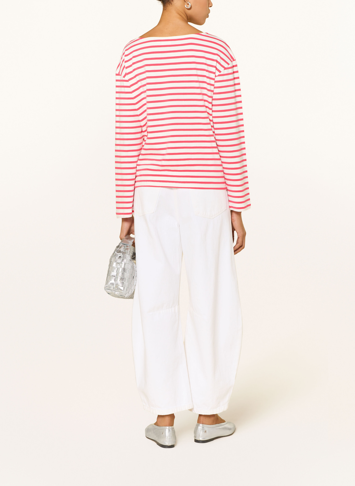 ICHI Longsleeve IHMIRA: ROT / ECRU