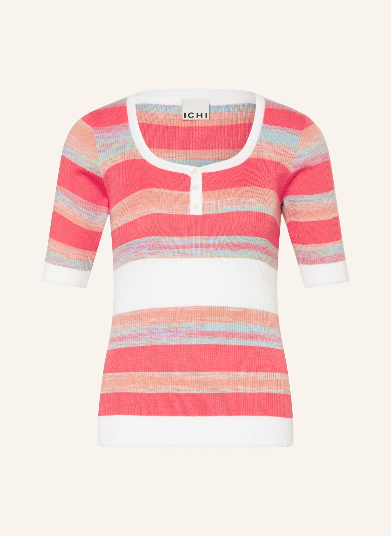 ICHI Pletené tričko IHCLARAS: ČERVENÁ / REŽNÁ / RŮŽOVÁ