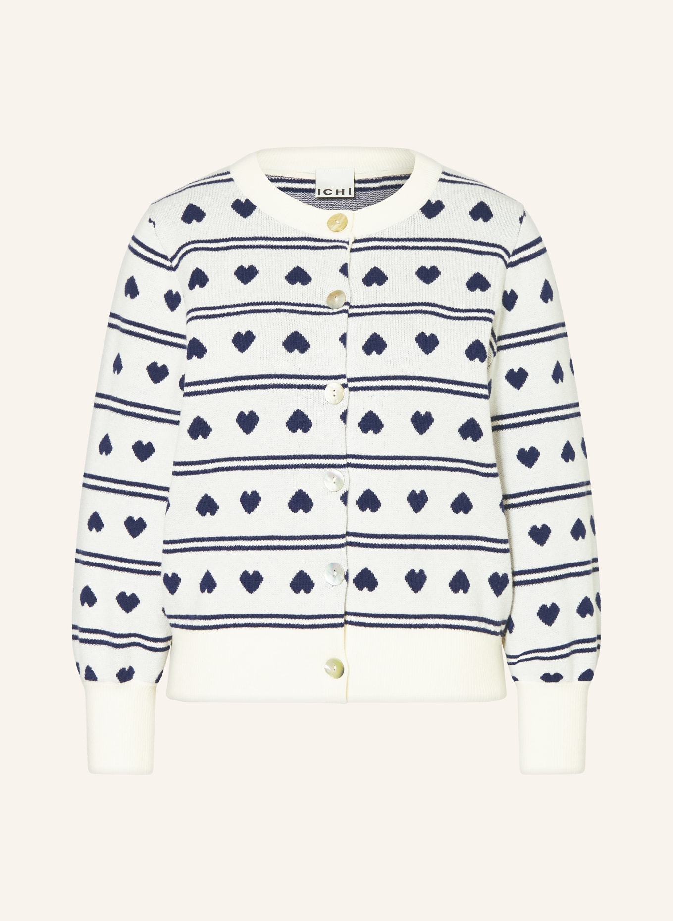 ICHI Strickjacke IHBRIELLE: ECRU / DUNKELBLAU