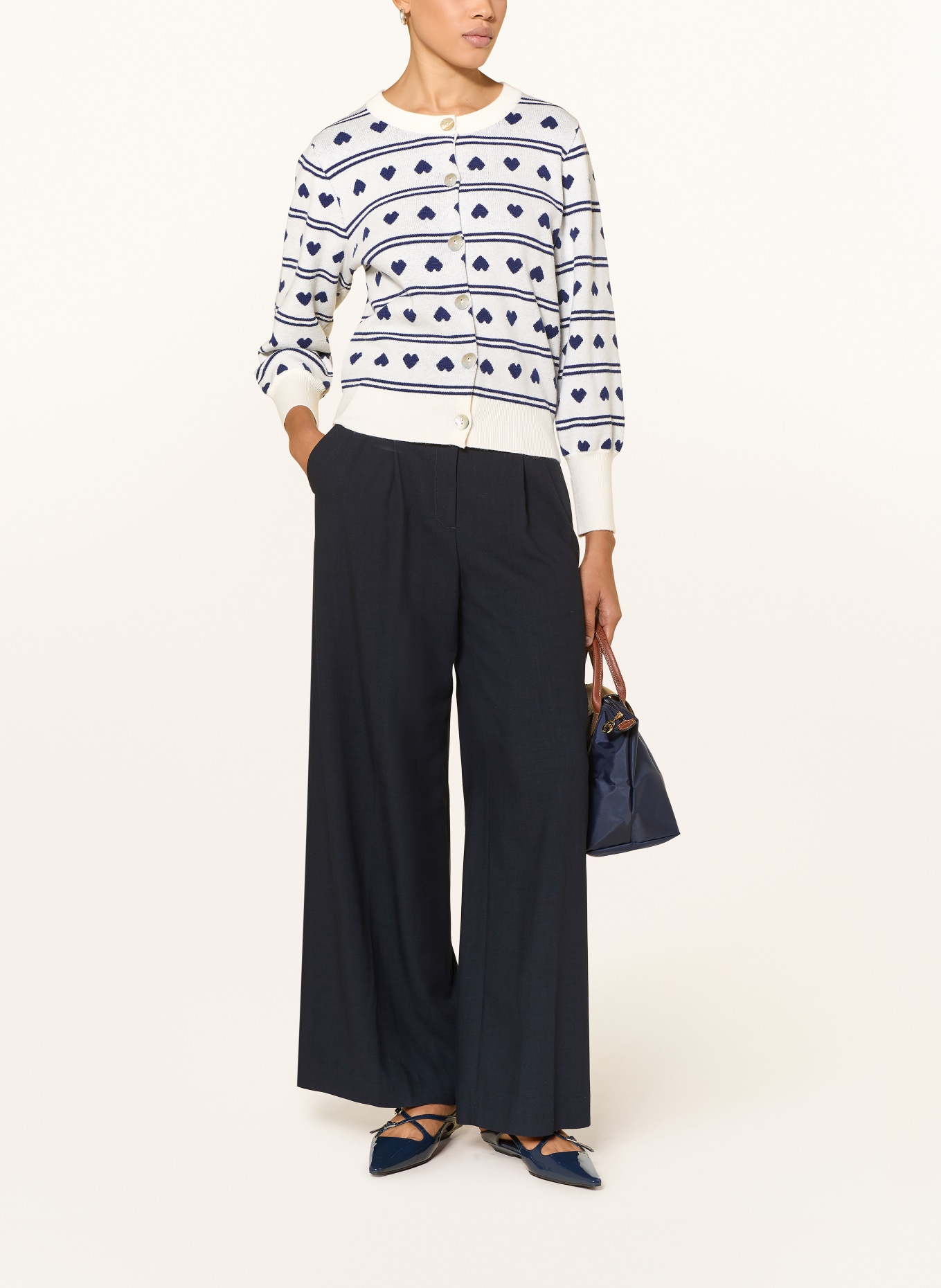 ICHI Strickjacke IHBRIELLE: ECRU / DUNKELBLAU