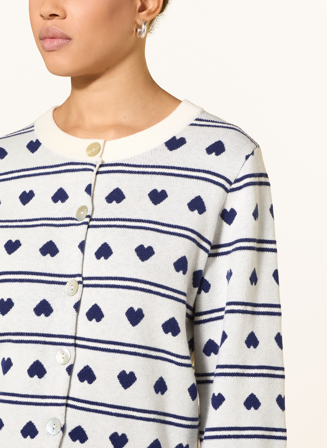 ICHI Strickjacke IHBRIELLE: ECRU / DUNKELBLAU