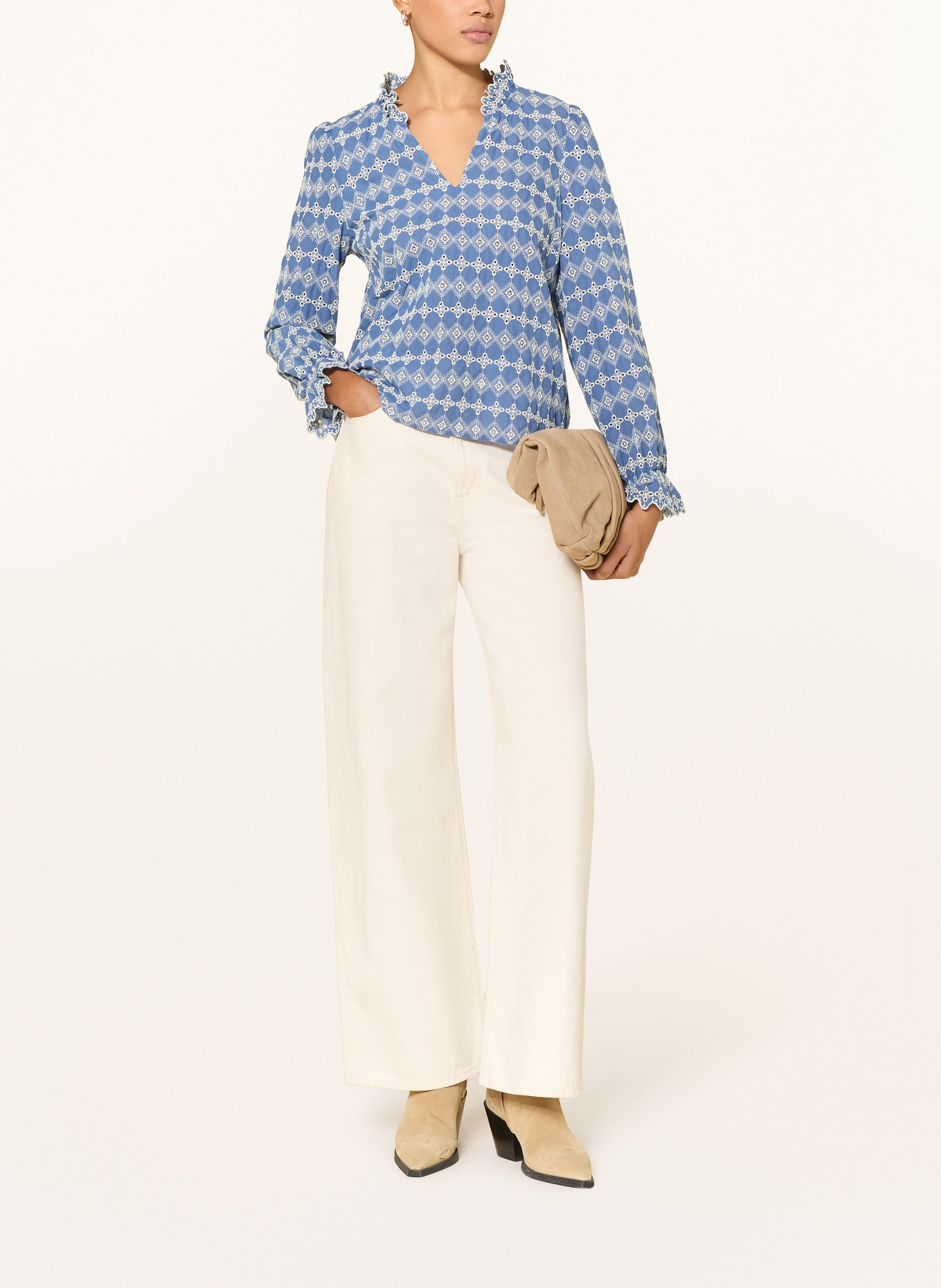 ICHI Blůza IHFULIA: MODRÁ / BÍLÁ