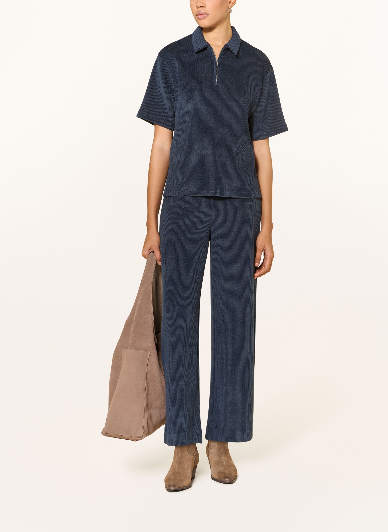 ICHI Manšestrové kalhoty IHKATE: TMAVĚ MODRÁ