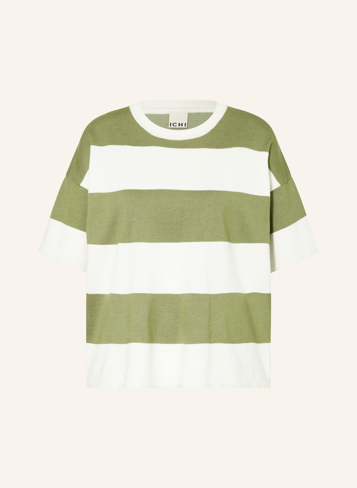 ICHI T-Shirt IHLULS: HELLGRÜN / WEISS