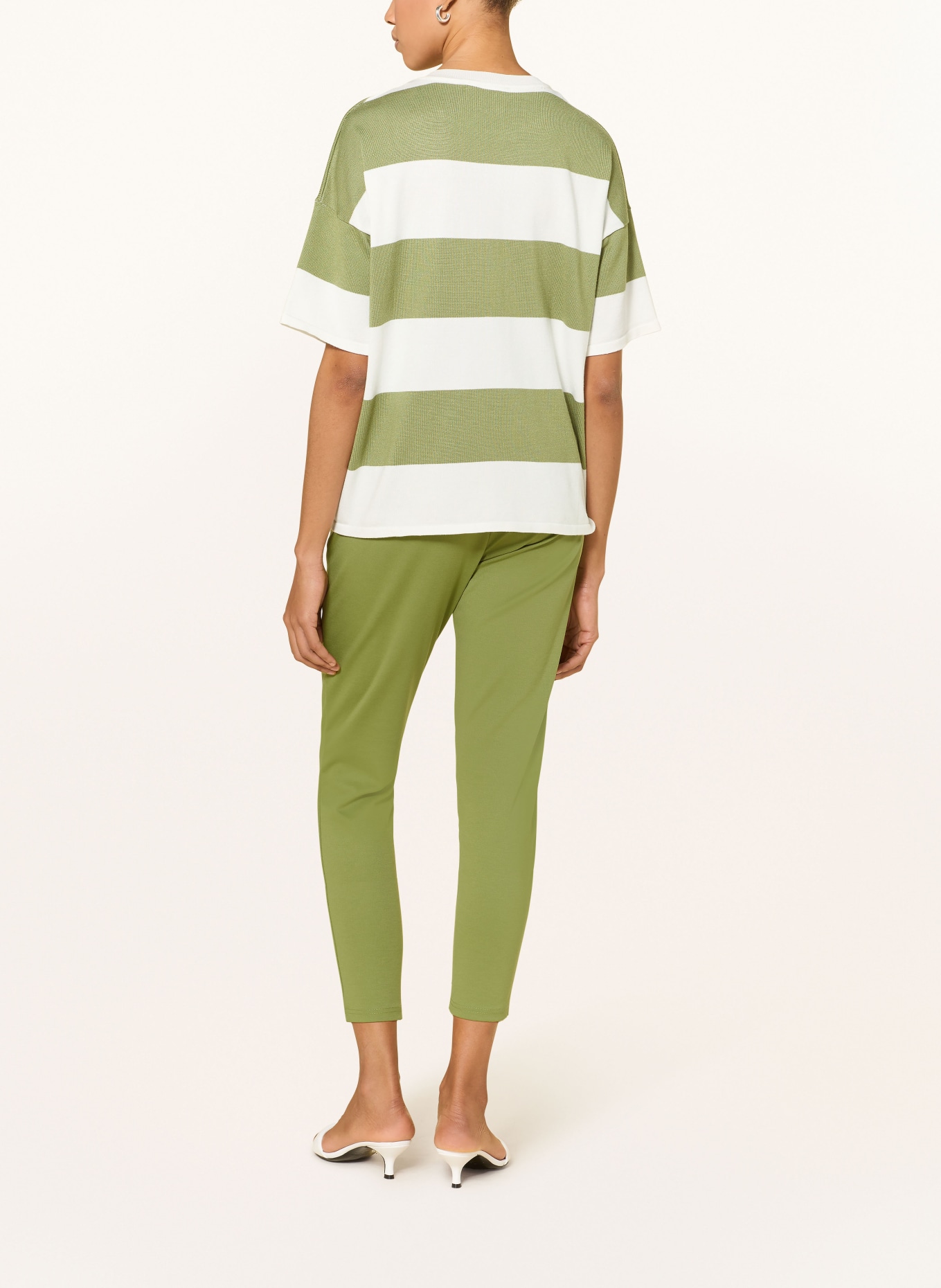 ICHI T-Shirt IHLULS: HELLGRÜN / WEISS