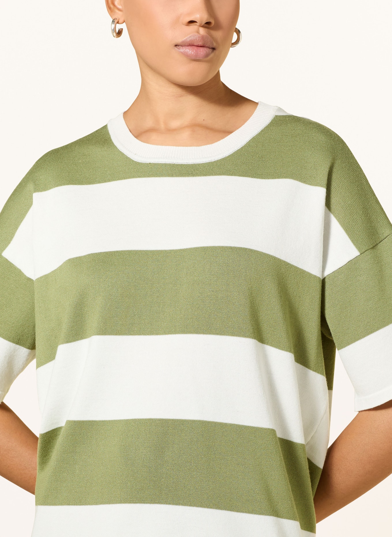 ICHI T-Shirt IHLULS: HELLGRÜN / WEISS