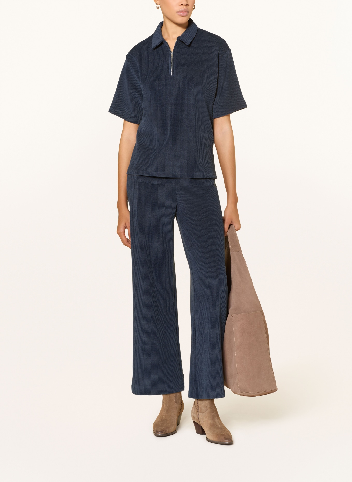 ICHI Cord-Poloshirt IHKATE: DUNKELBLAU