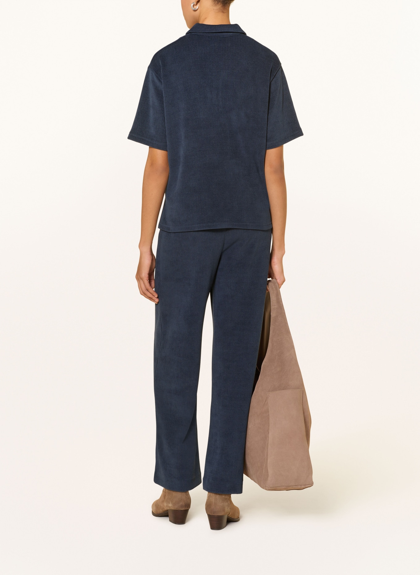 ICHI Cord-Poloshirt IHKATE: DUNKELBLAU