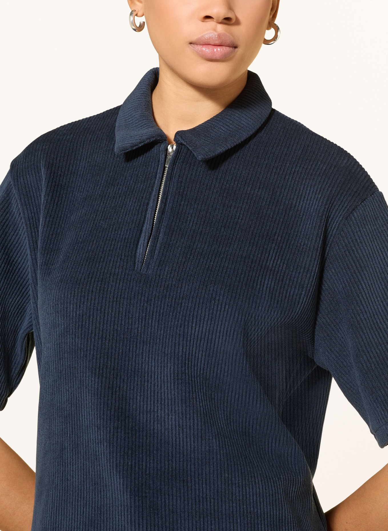 ICHI Cord-Poloshirt IHKATE: DUNKELBLAU