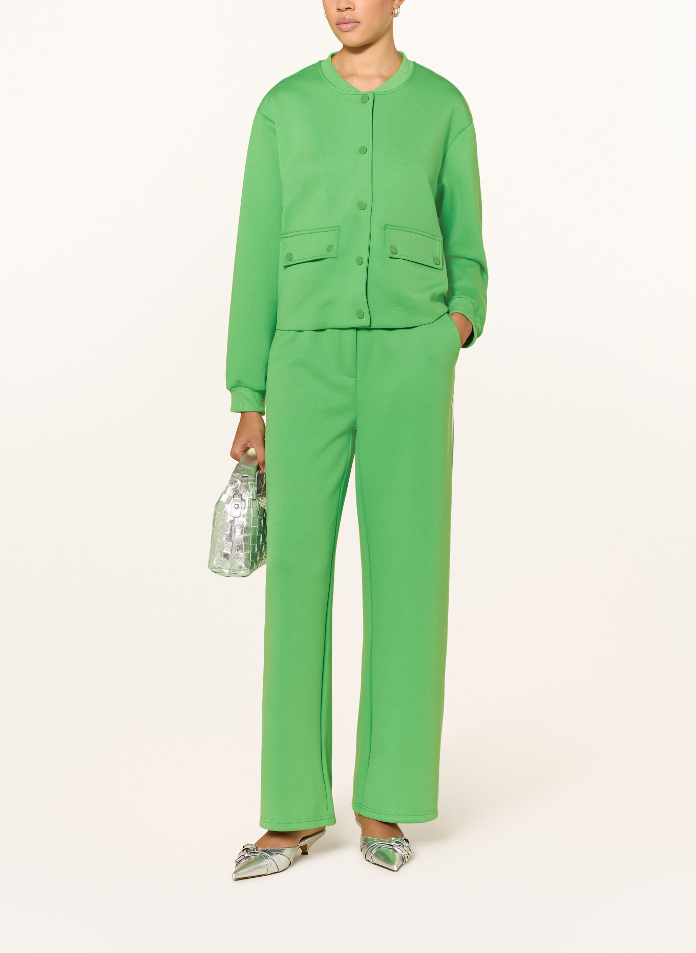 ICHI Hose im Jogging-Stil IHKATE mit Galonstreifen: GRÜN