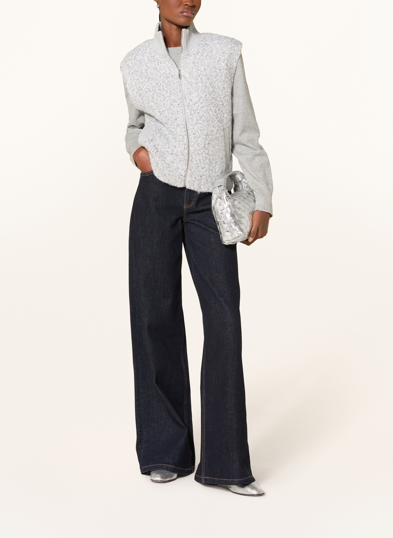 OPUS Teddyfell-Weste GULUNI: HELLGRAU