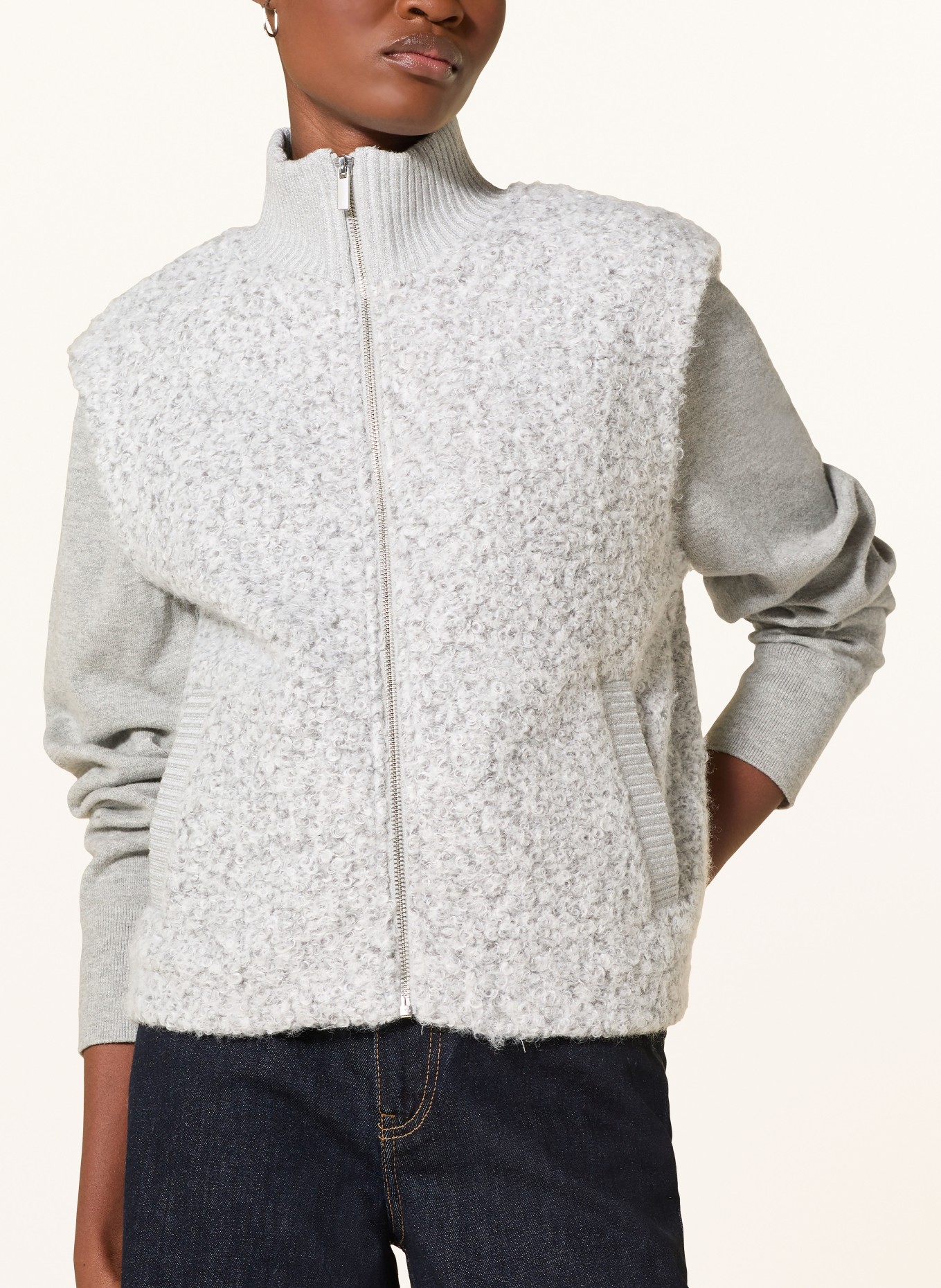 OPUS Teddyfell-Weste GULUNI: HELLGRAU