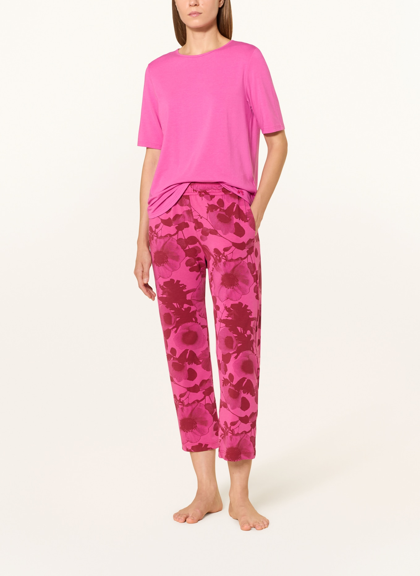 SHORT STORIES 7/8 spací kalhoty: FUCHSIOVÁ / TMAVĚ ČERVENÁ