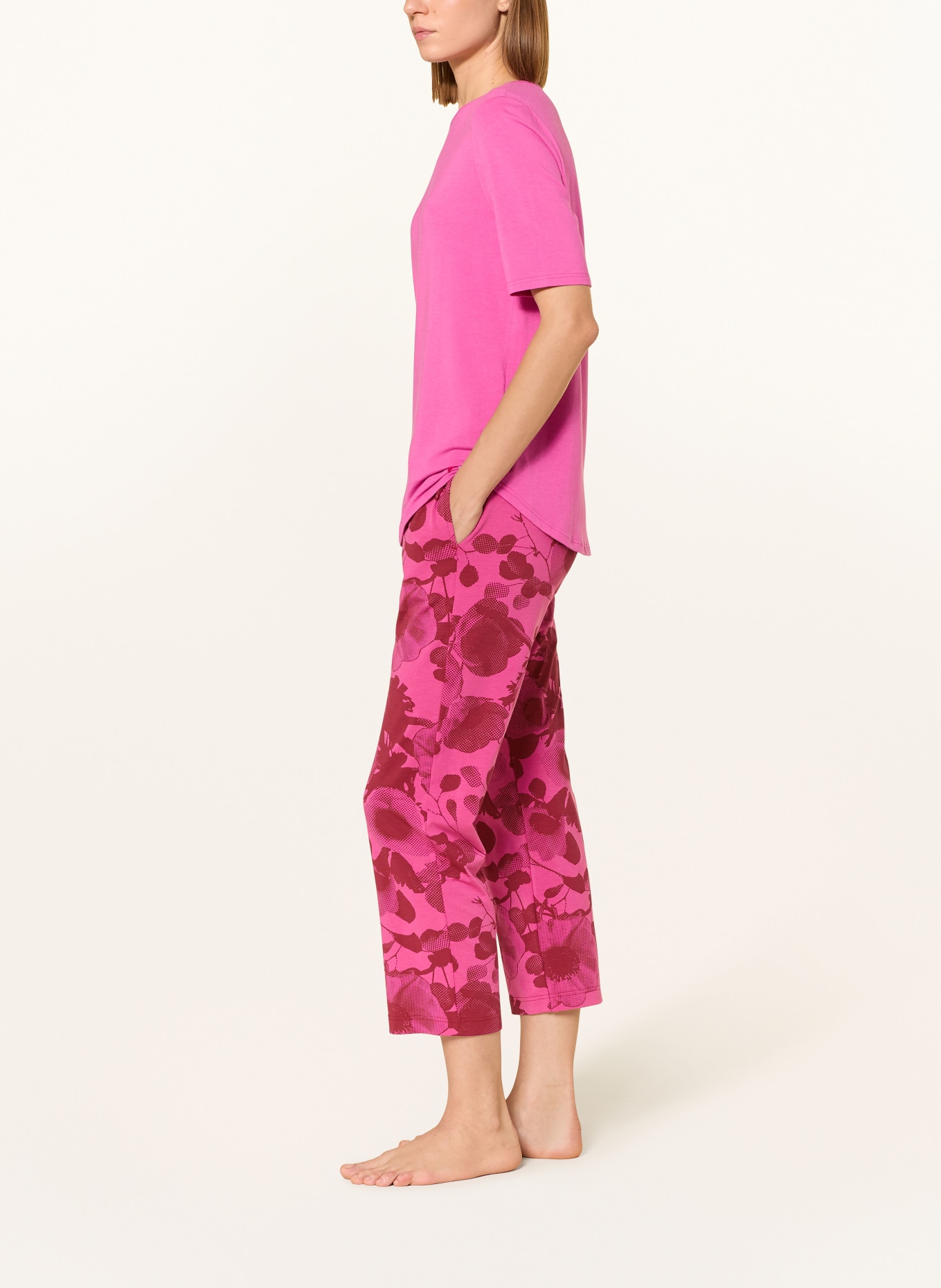 SHORT STORIES 7/8 spací kalhoty: FUCHSIOVÁ / TMAVĚ ČERVENÁ