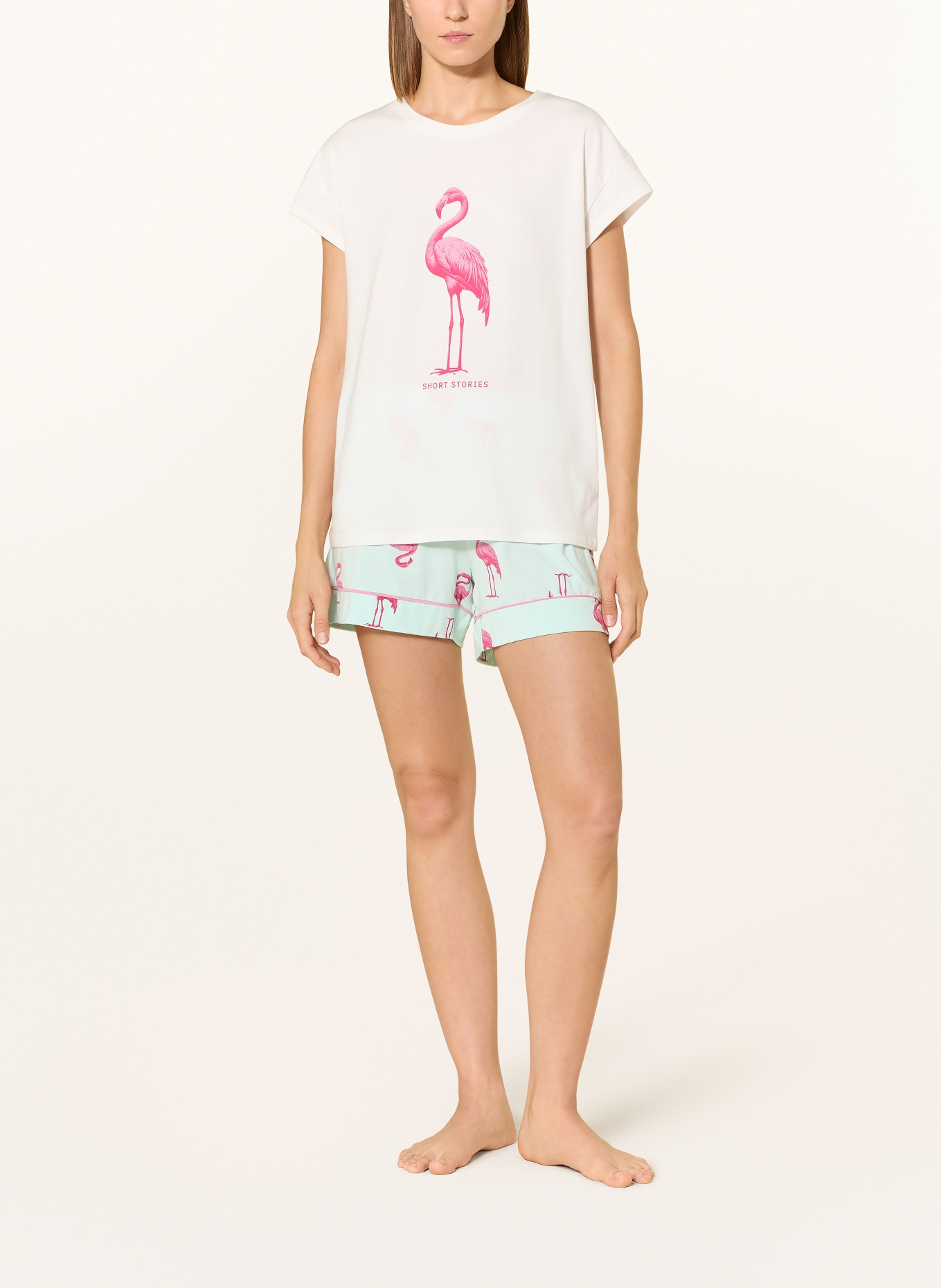 SHORT STORIES slaapshirt: ECRU / ROZE