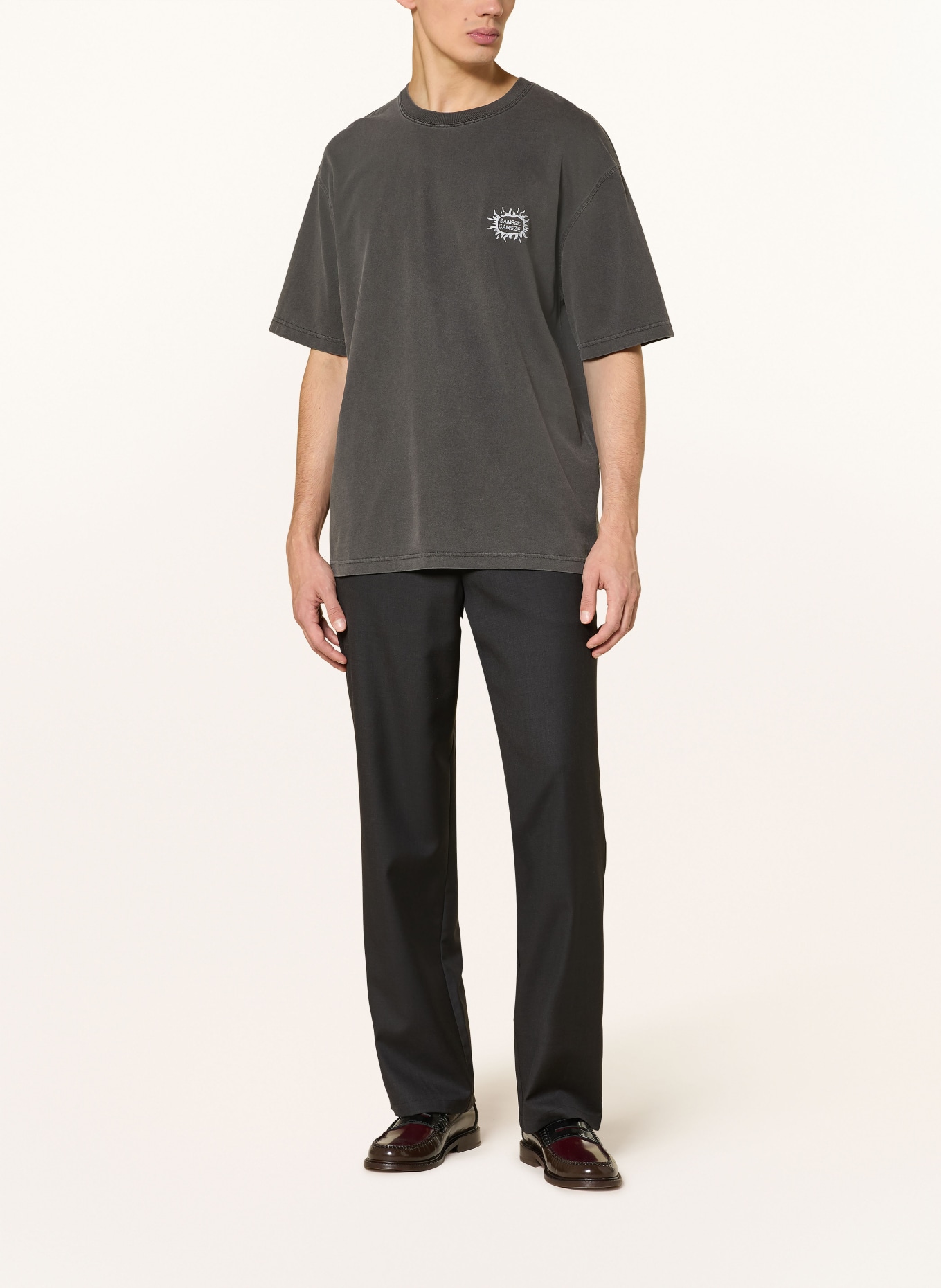 SAMSØE  SAMSØE T-Shirt SAGERGEI: DUNKELGRAU / HELLGRAU