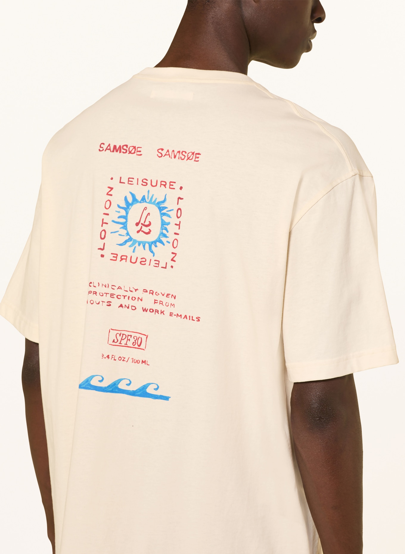SAMSØE SAMSØE T-Shirt SAGERGEI: ECRU / ROT / BLAU