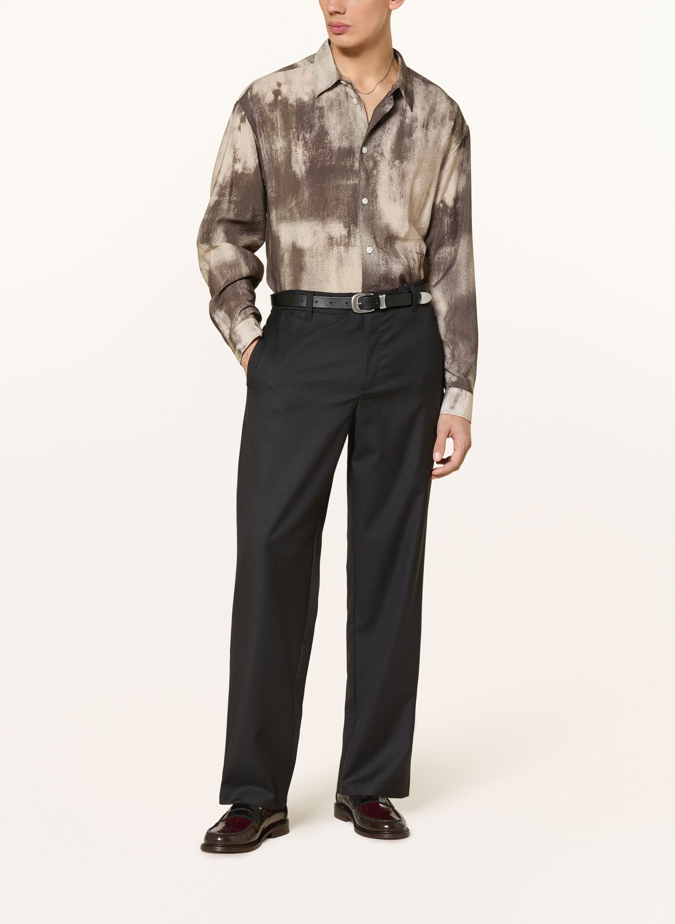 SAMSØE SAMSØE Košile SALUAN Regular Fit: KRÉMOVÁ / TMAVĚ ŠEDÁ