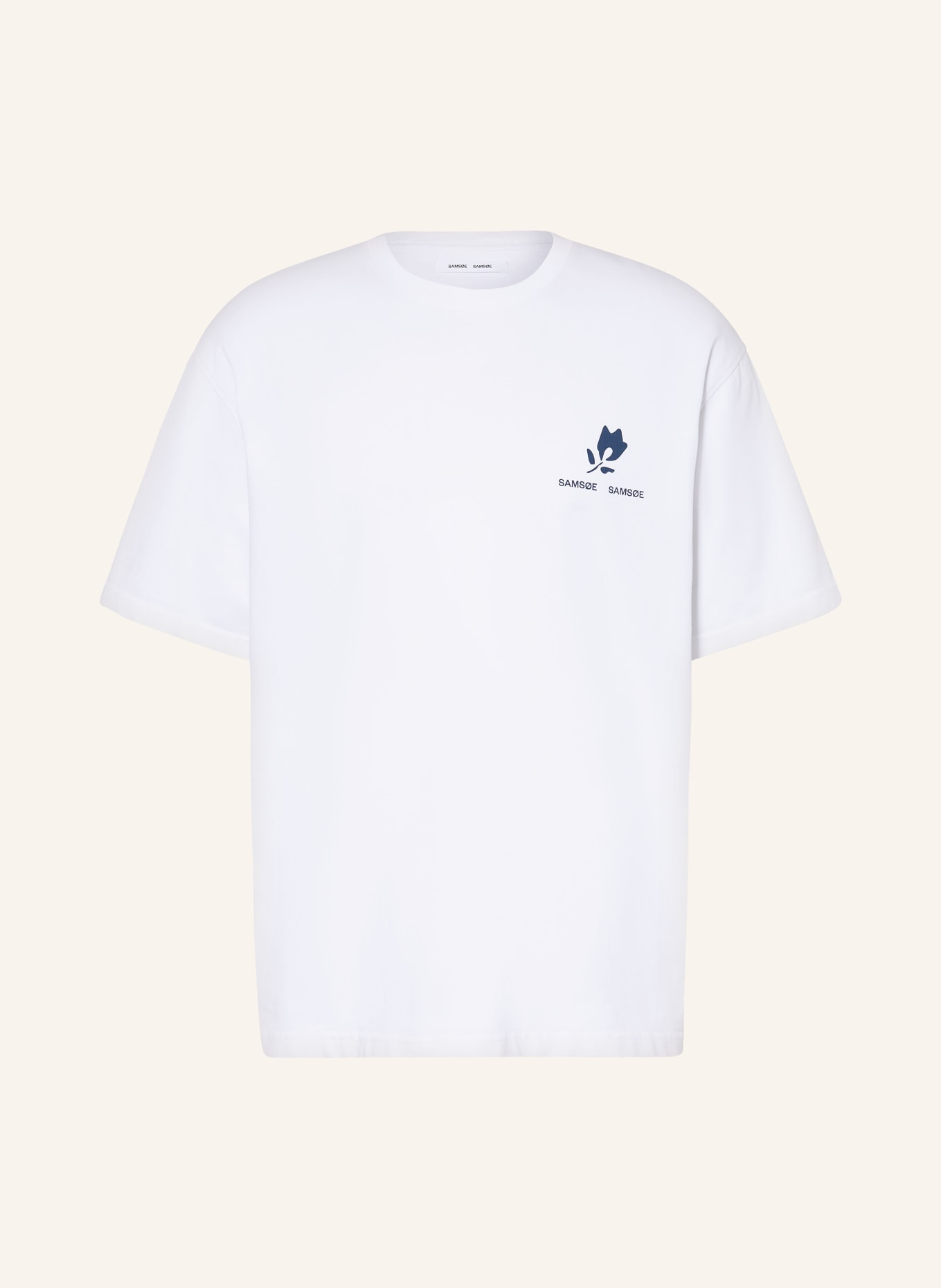 SAMSØE SAMSØE T-Shirt SACOHEN: WEISS / DUNKELBLAU
