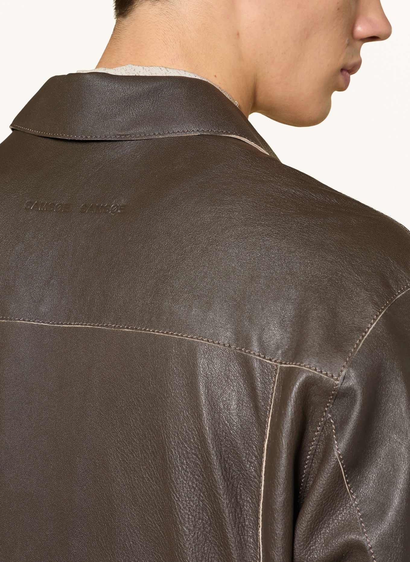 SAMSØE  SAMSØE Kožená bunda SADAMON: TMAVĚ HNĚDÁ