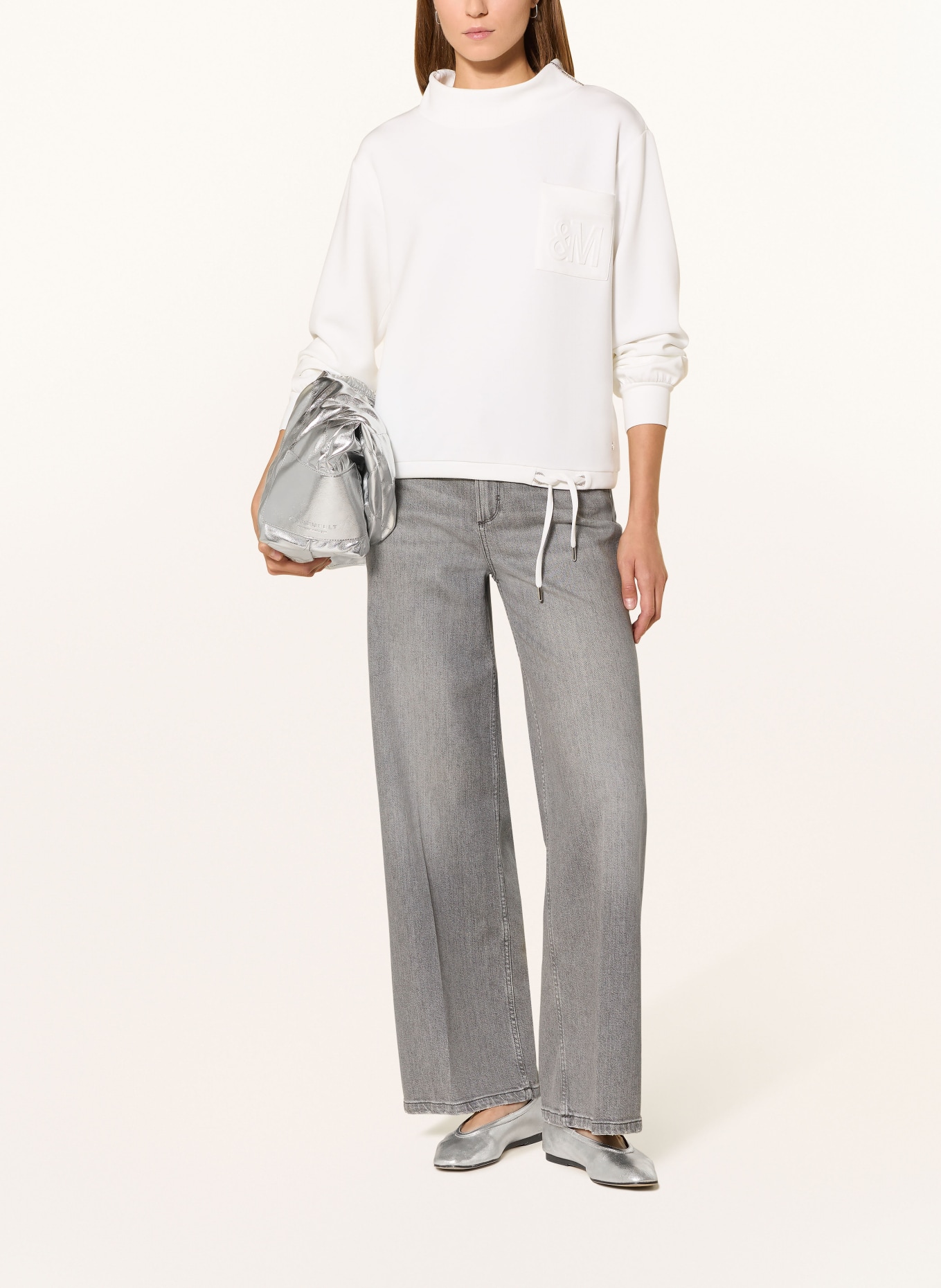 monari Sweatshirt mit Schmuckperlen: ECRU