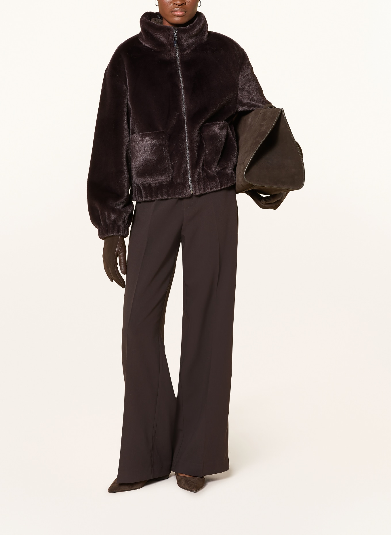 monari Kunstfell-Jacke: DUNKELBRAUN