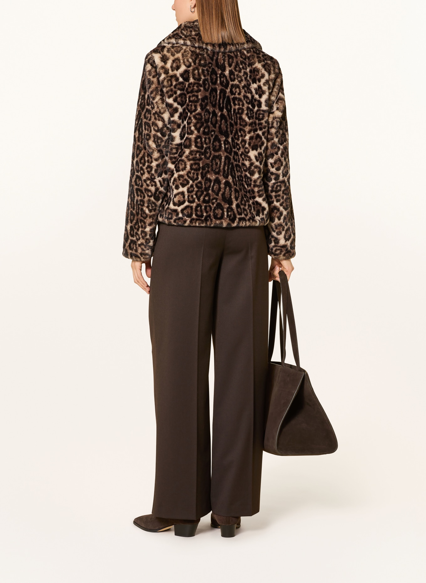 monari Kunstfell-Jacke: DUNKELBRAUN / SCHWARZ