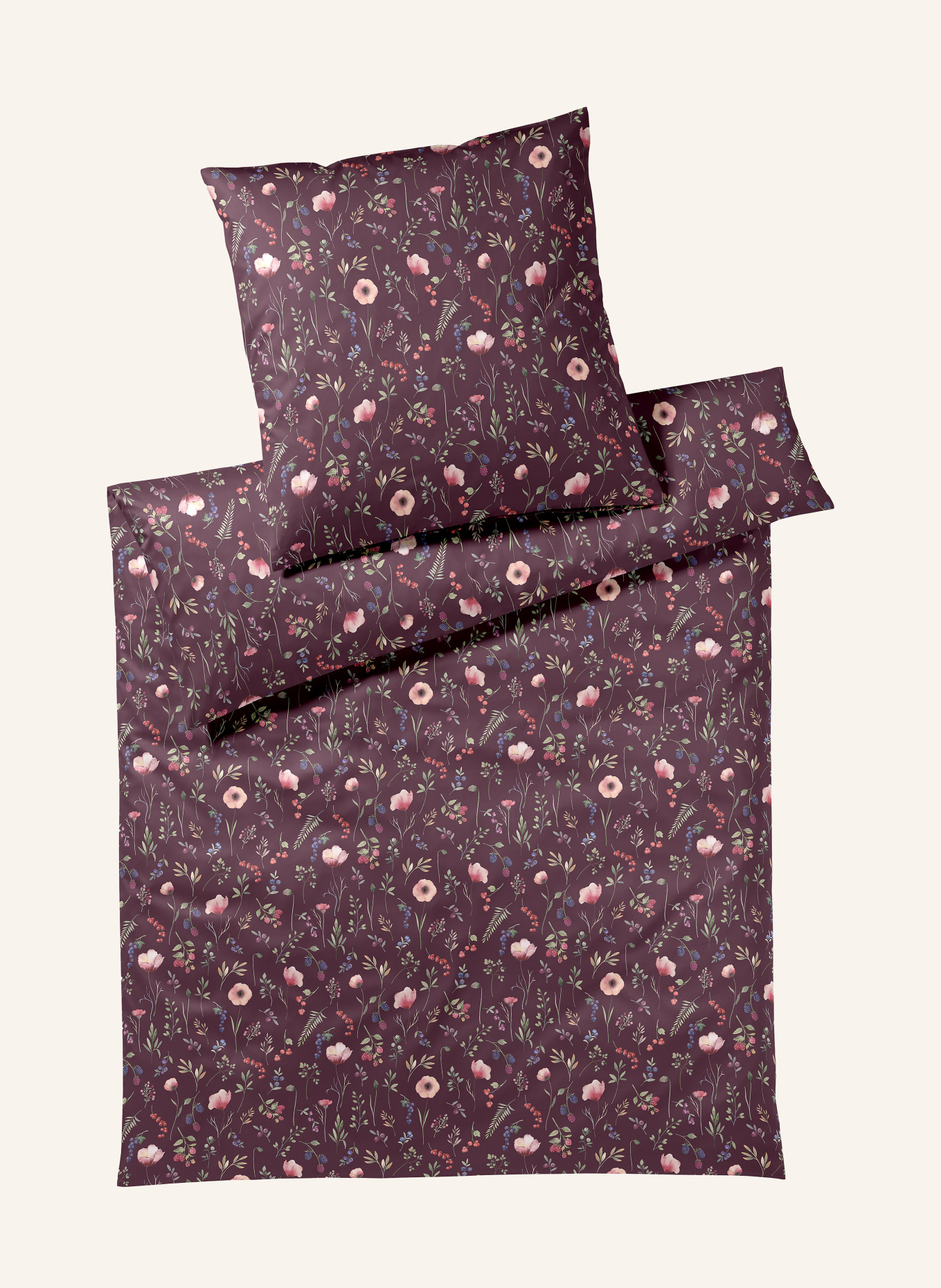 elegante Bettwäsche SORBET: DUNKELLILA / ROSÉ / HELLGRÜN