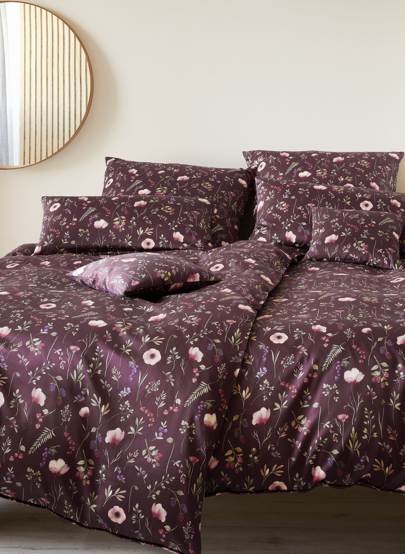 elegante Bettwäsche SORBET: DUNKELLILA / ROSÉ / HELLGRÜN