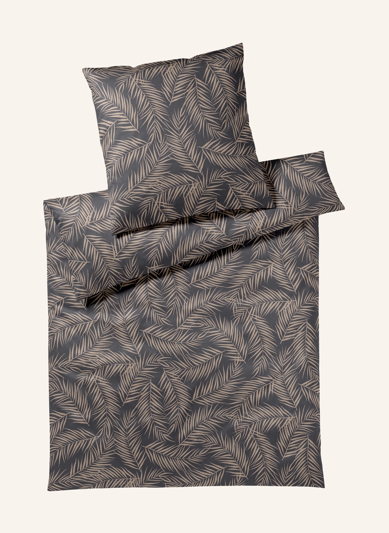 elegante Bettwäsche MAISON LEAVES: ECRU / TAUPE / GRAU