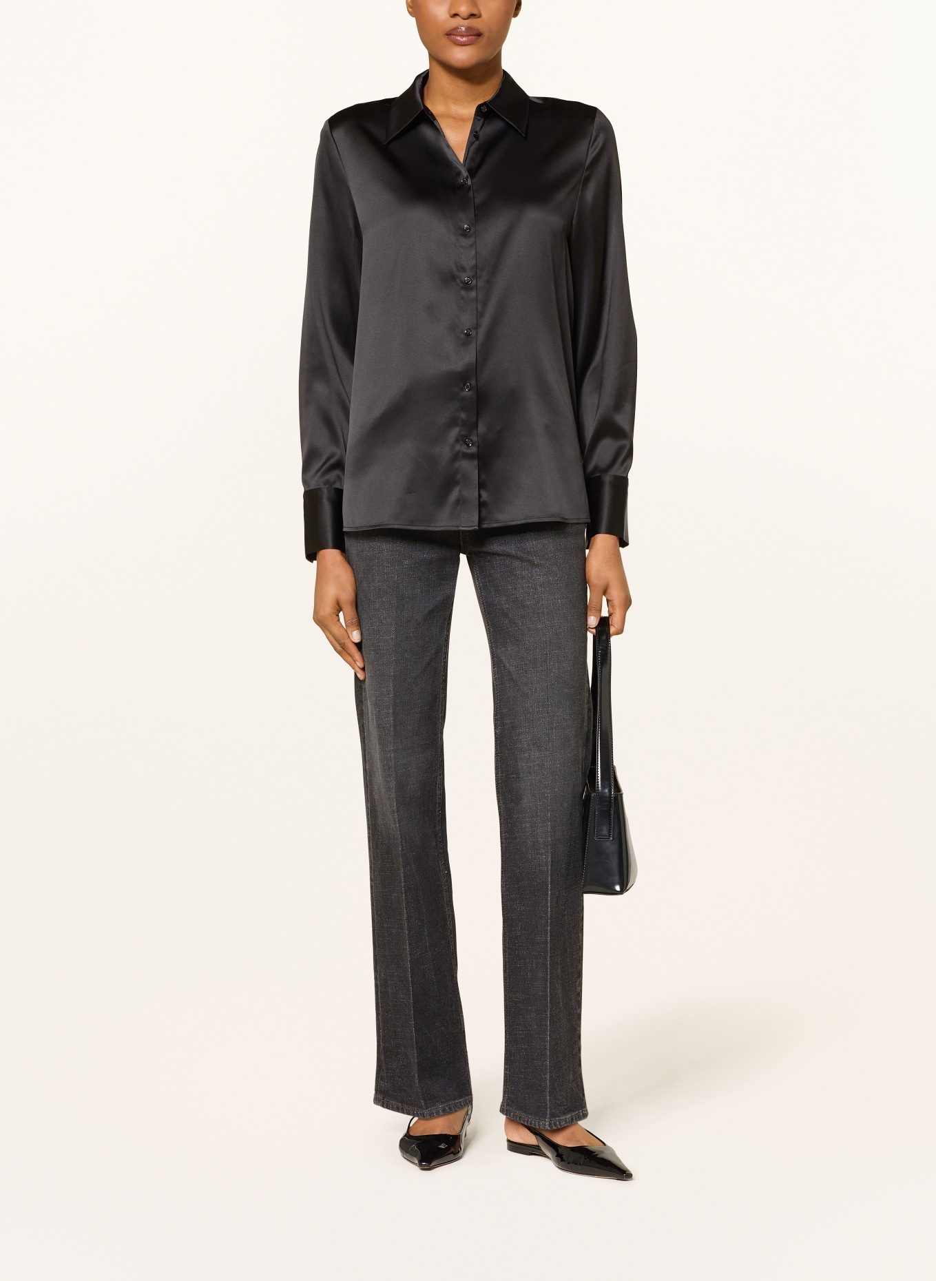 HERZEN'S ANGELEGENHEIT Bluzka koszulowa z jedwabiu: CZARNY