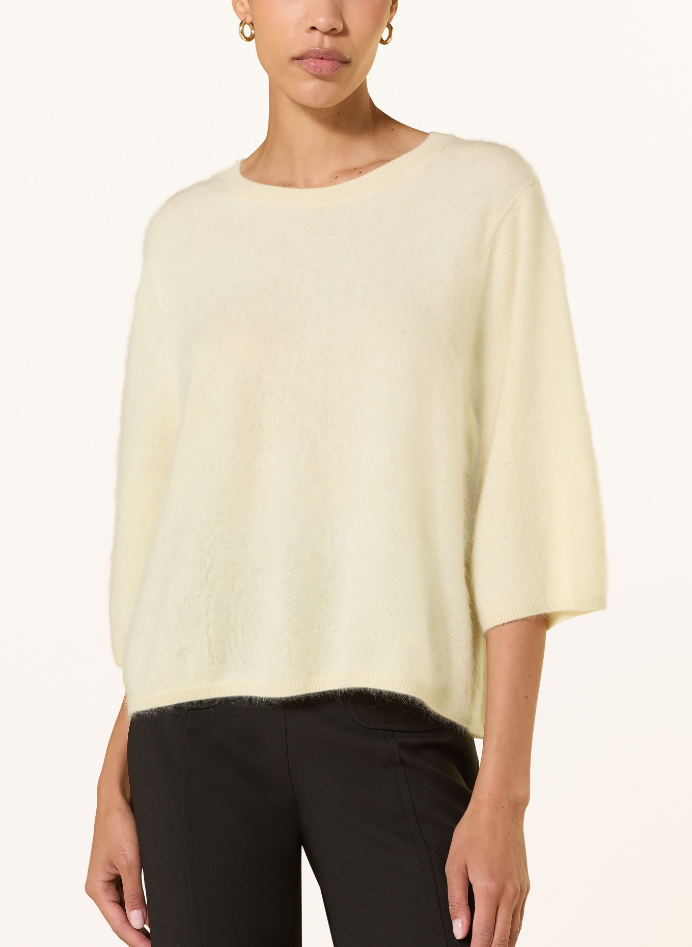 (THE MERCER) N.Y. Cashmere-Pullover mit 3/4-Arm: HELLGELB