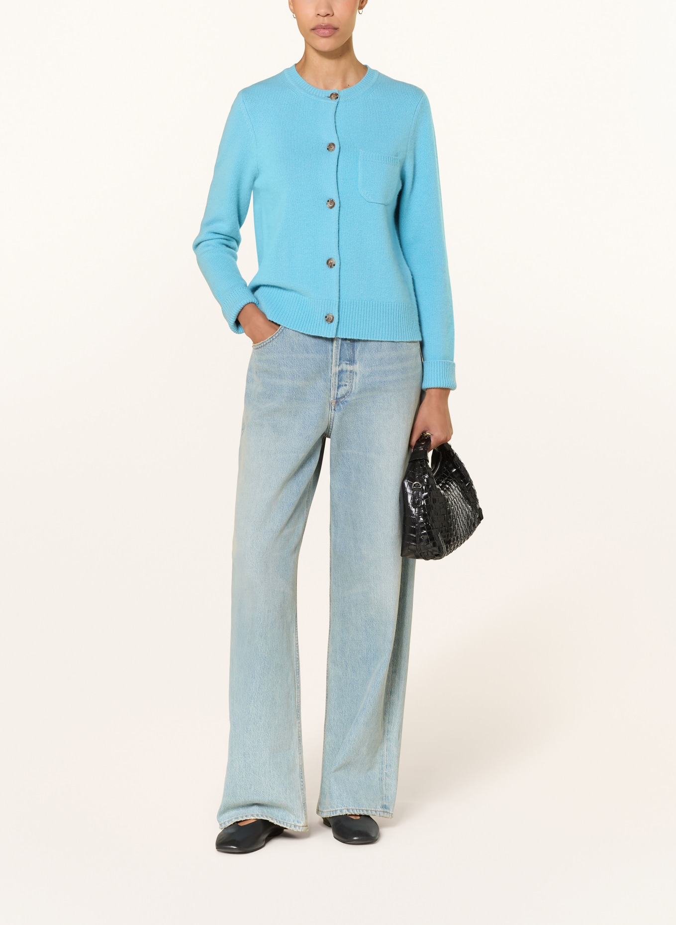 (THE MERCER) N.Y. Strickjacke aus Cashmere: HELLBLAU