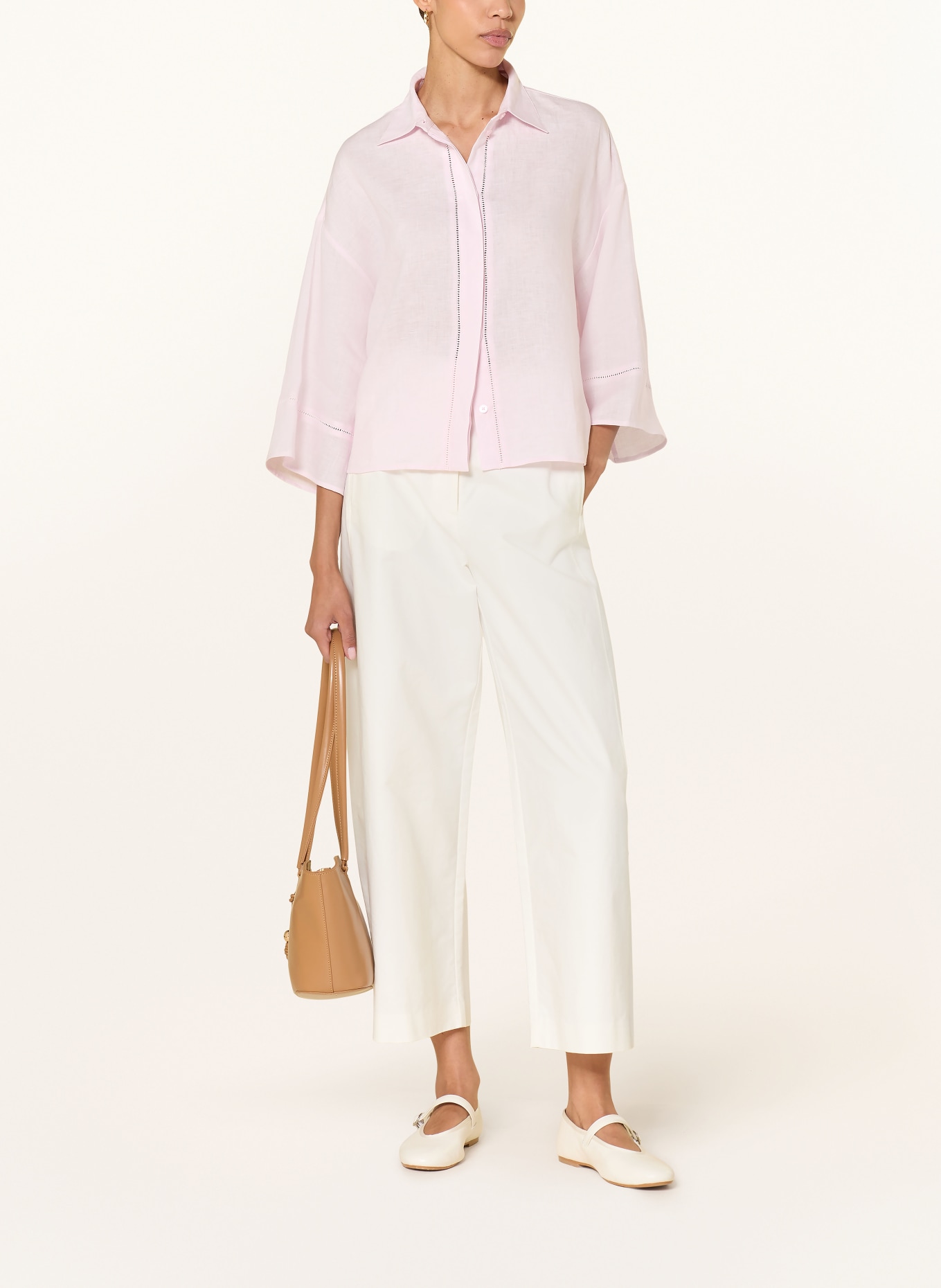 (THE MERCER) N.Y. Hemdbluse aus Leinen mit 3/4-Arm: HELLROSA