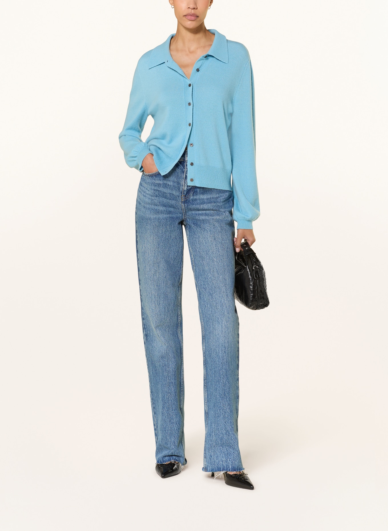 (THE MERCER) N.Y. Strickjacke aus Cashmere: HELLBLAU