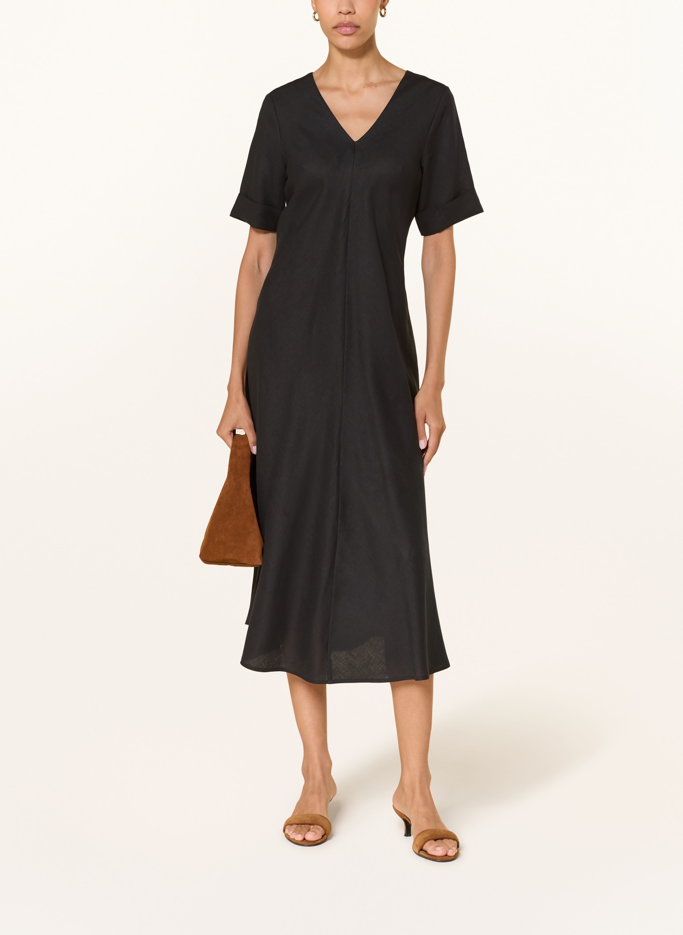 (THE MERCER) N.Y. Leinenkleid: SCHWARZ