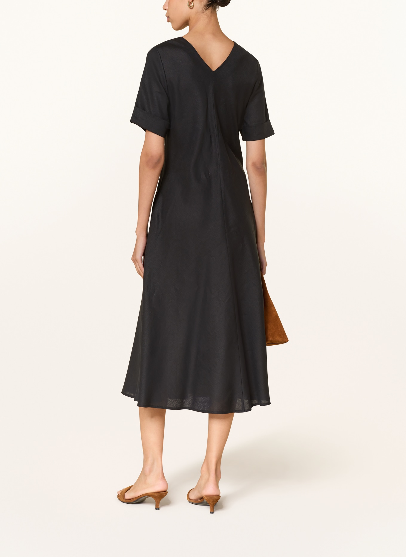 (THE MERCER) N.Y. Leinenkleid: SCHWARZ