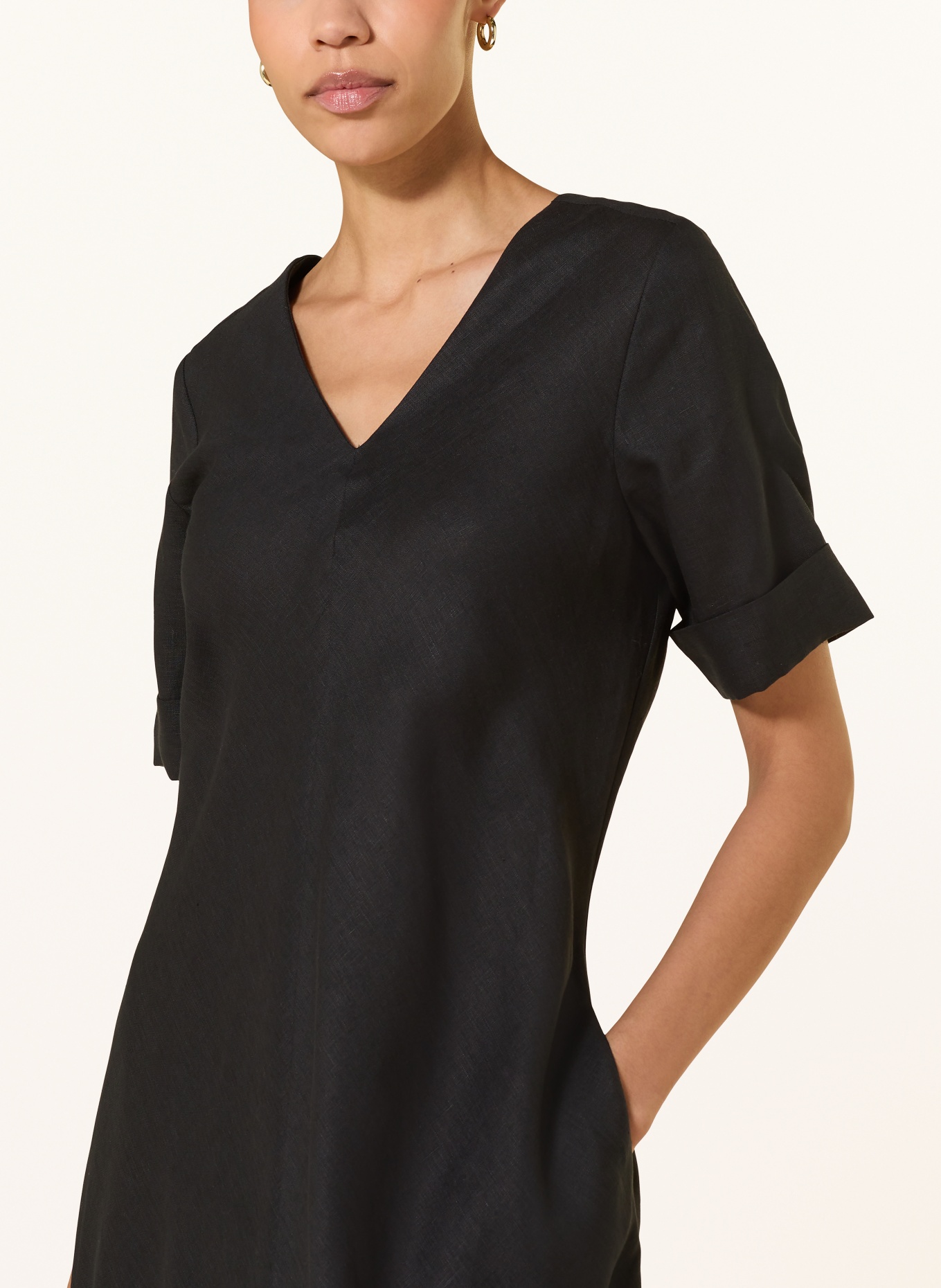 (THE MERCER) N.Y. Leinenkleid: SCHWARZ