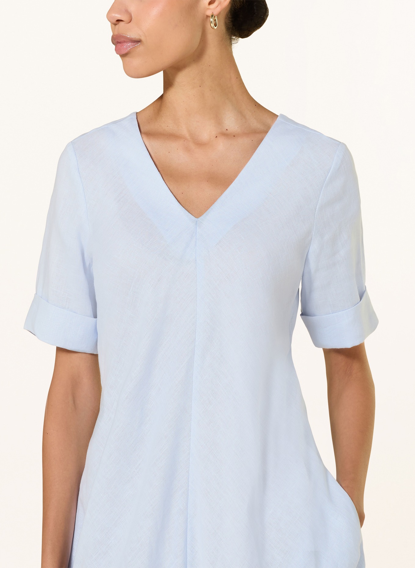 (THE MERCER) N.Y. Leinenkleid: HELLBLAU