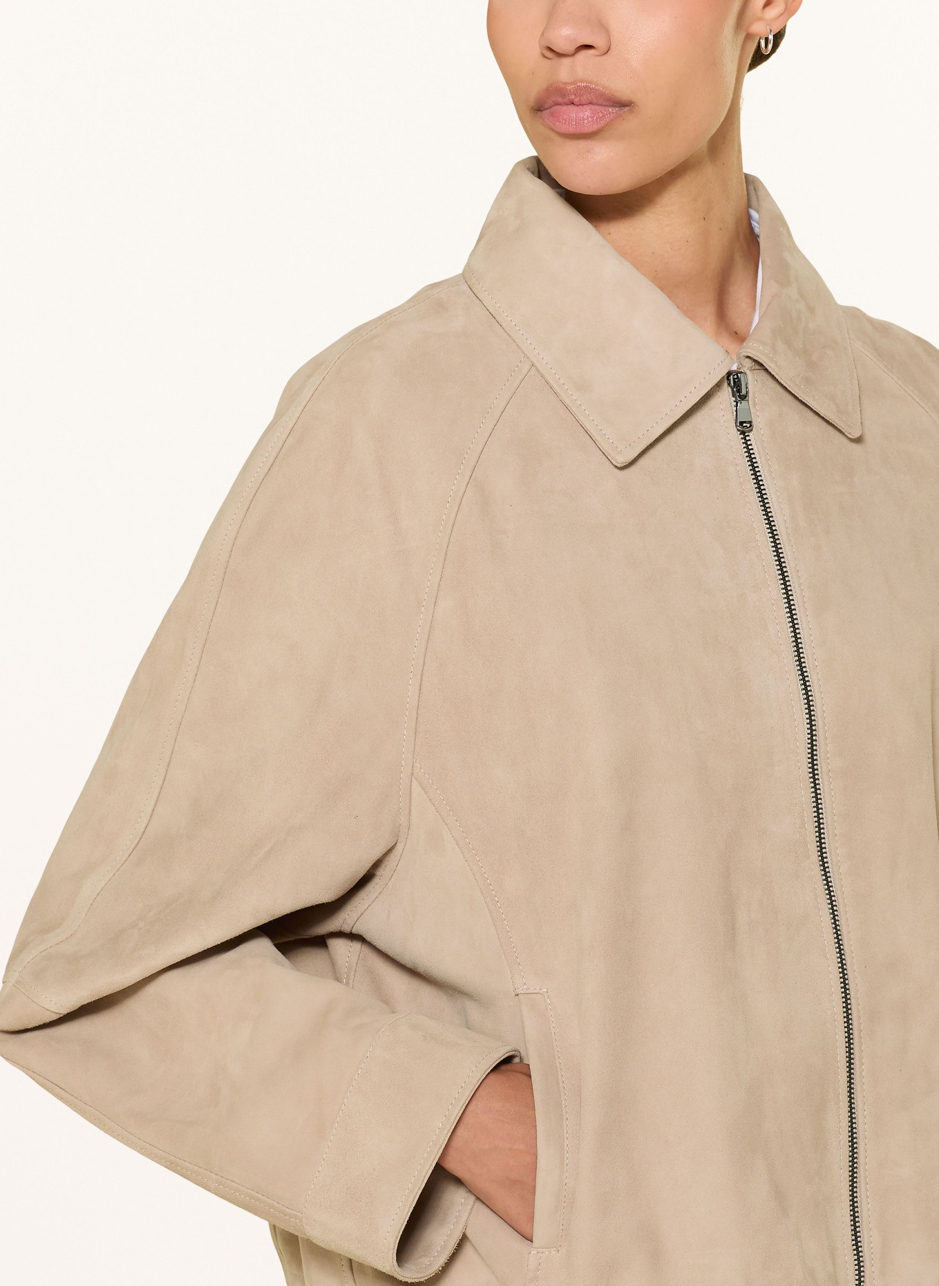(THE MERCER) N.Y. Lederjacke: BEIGE