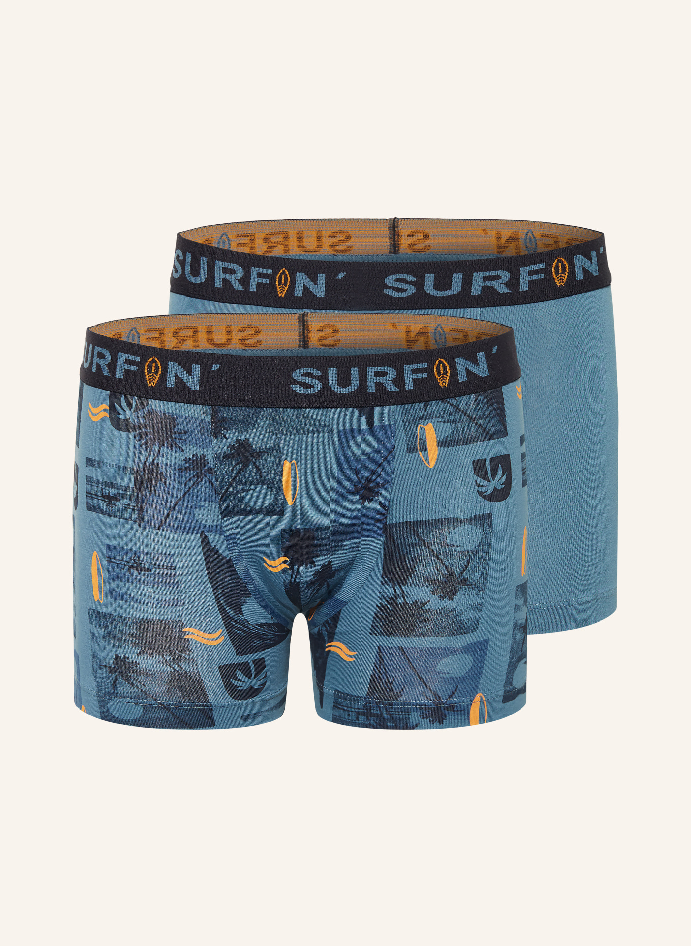 Sanetta Set van 2 boxershorts: PETROL / ORANJE