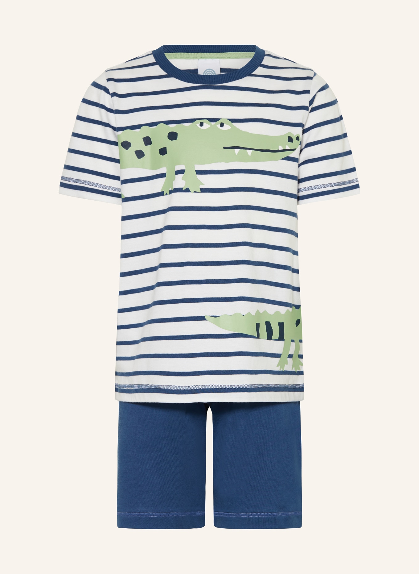 Sanetta Shorty-Schlafanzug: BLAU / CREME / HELLGRÜN