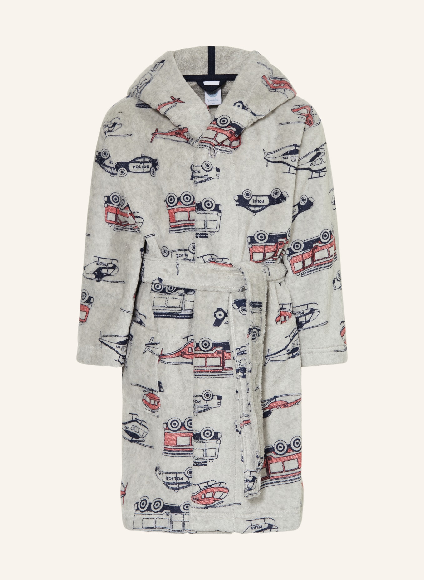 Sanetta hooded bathrobe: GRAY / RED / BLACK