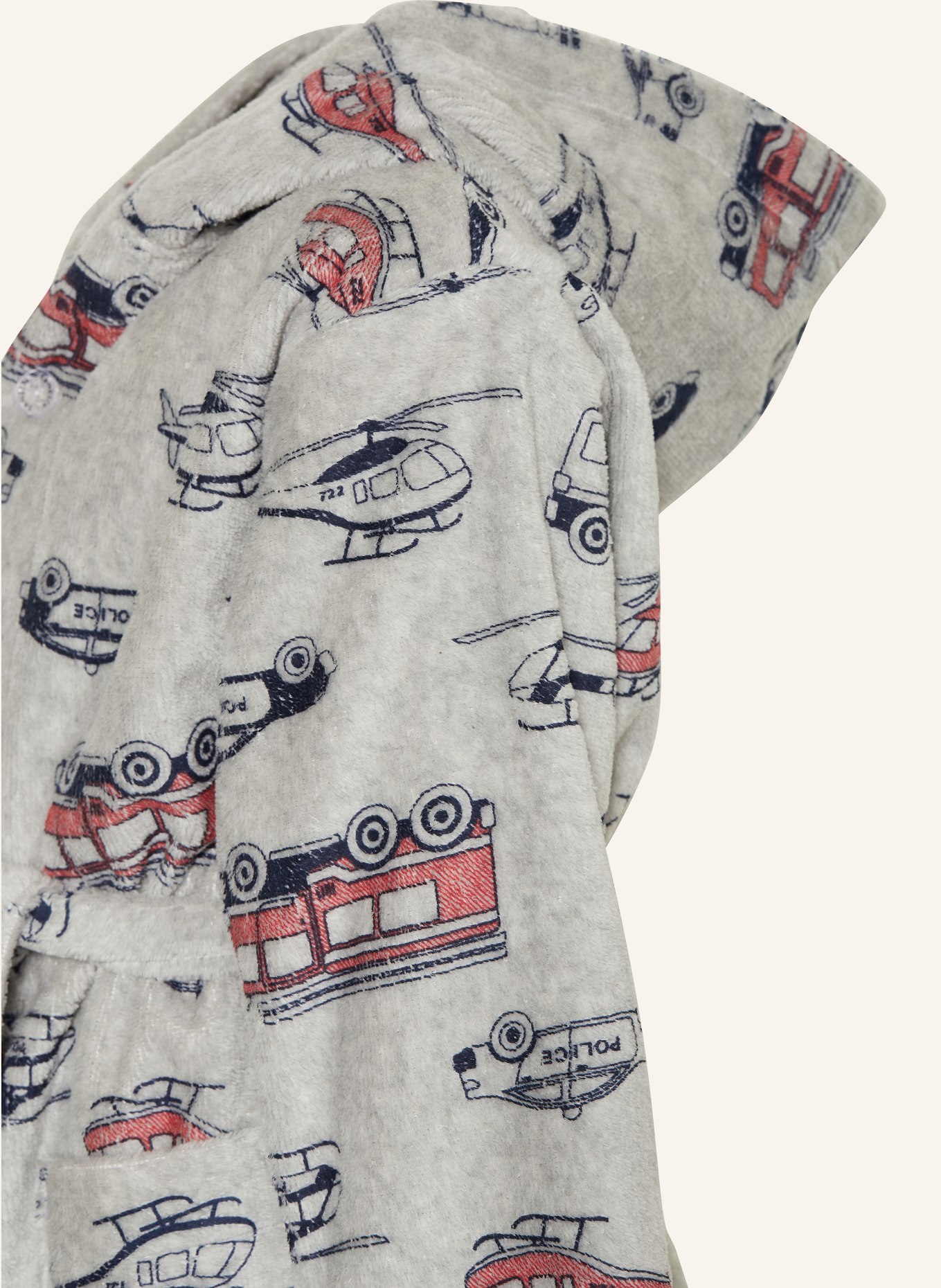 Sanetta hooded bathrobe: GRAY / RED / BLACK