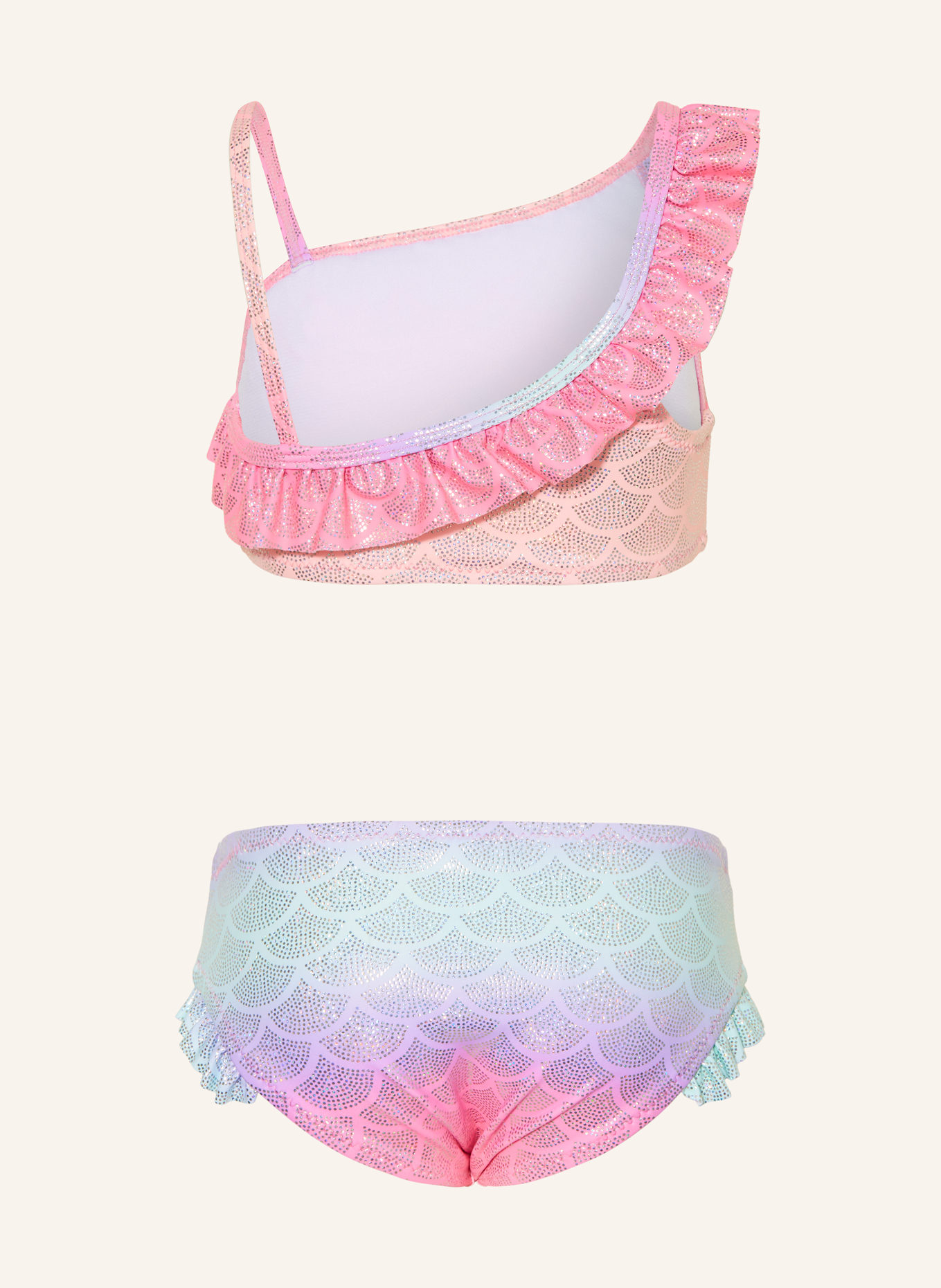 Sanetta Bikini bustier avec protection UV 50+: ROSE FLUO / ORANGE CLAIR / MENTHE