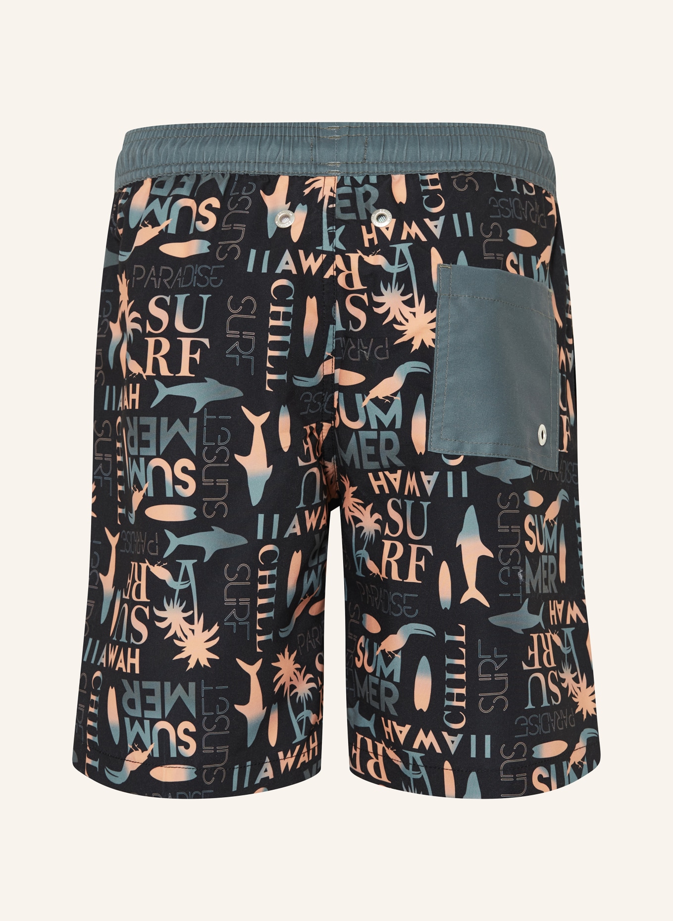 Sanetta Short de bain avec protection UV 50+: NOIR / ORANGE / GROEN