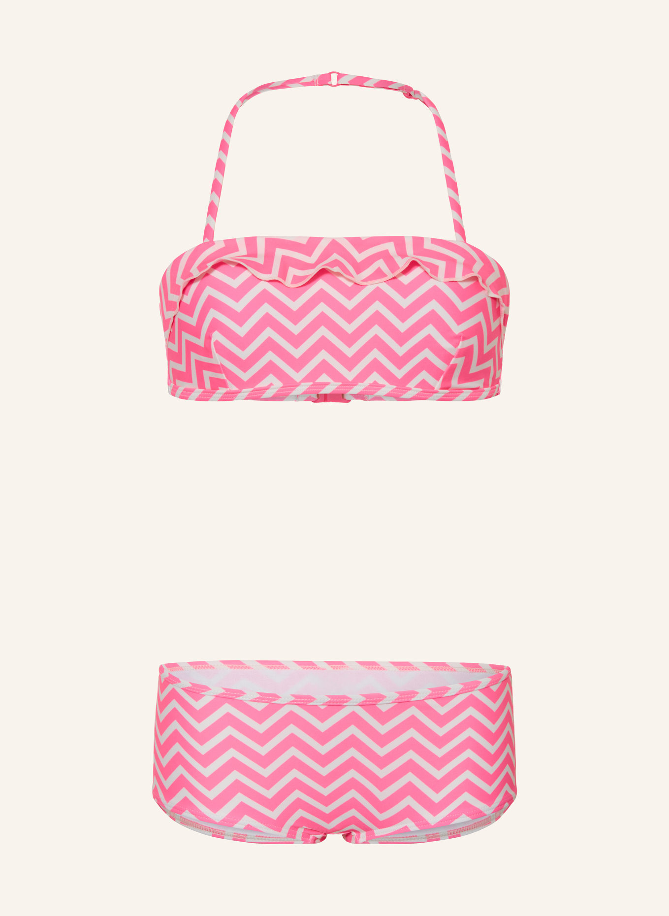 Sanetta Neckholder-Bikini mit UV-Schutz 50+: NEONROSA / CREME