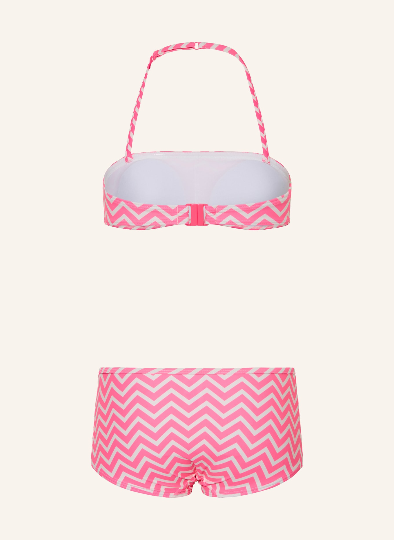 Sanetta Neckholder-Bikini mit UV-Schutz 50+: NEONROSA / CREME